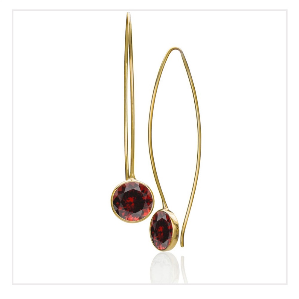 COPY - Gold and garnet drop earrings